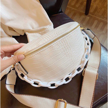 BQ 2857 RISCE TAS WAISTBAG IMPORT WANITA CEWEK PEREMPUAN JAKARTA BATAM RANTAI WARNA