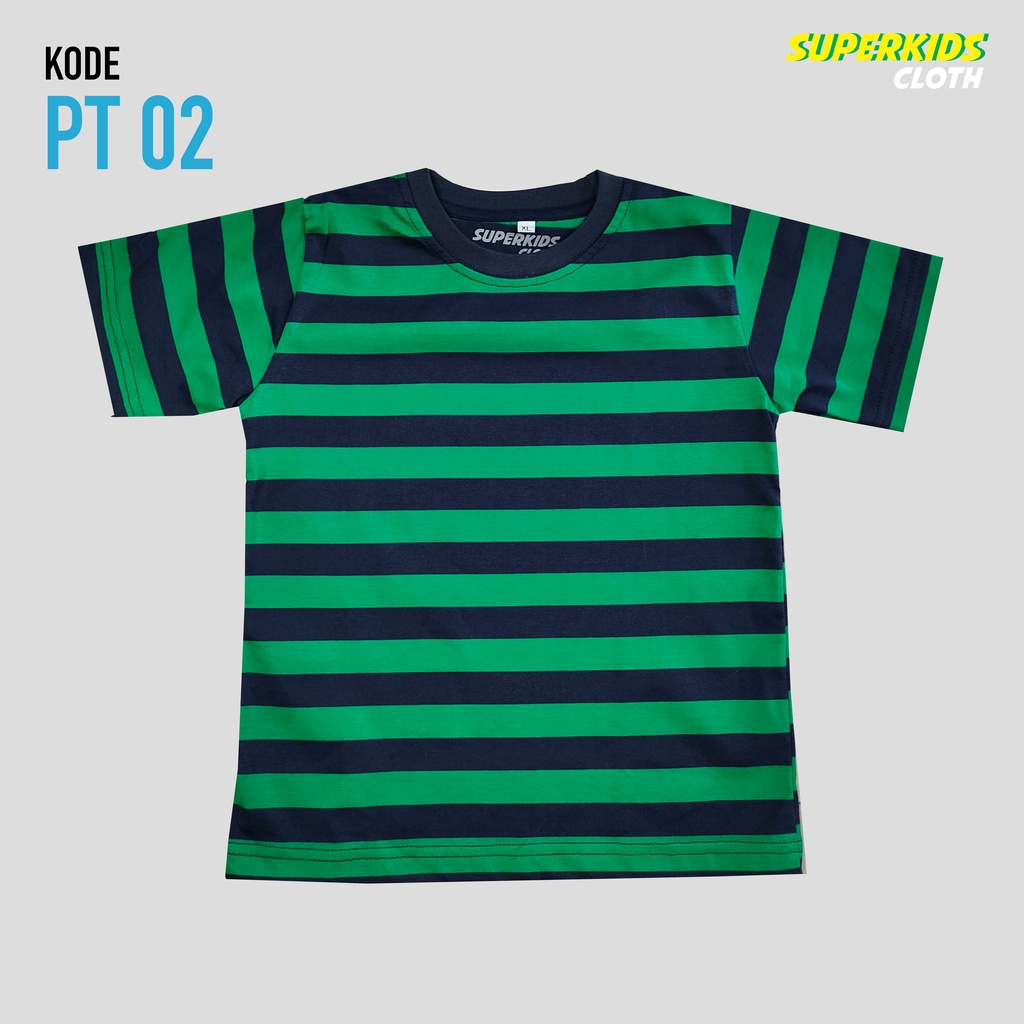 KAOS ANAK STRIPE SALUR HIJAU NEVY TERMURAH ECER GROSIR SUPERKIDS CLOTH 1 - 8 TAHUN