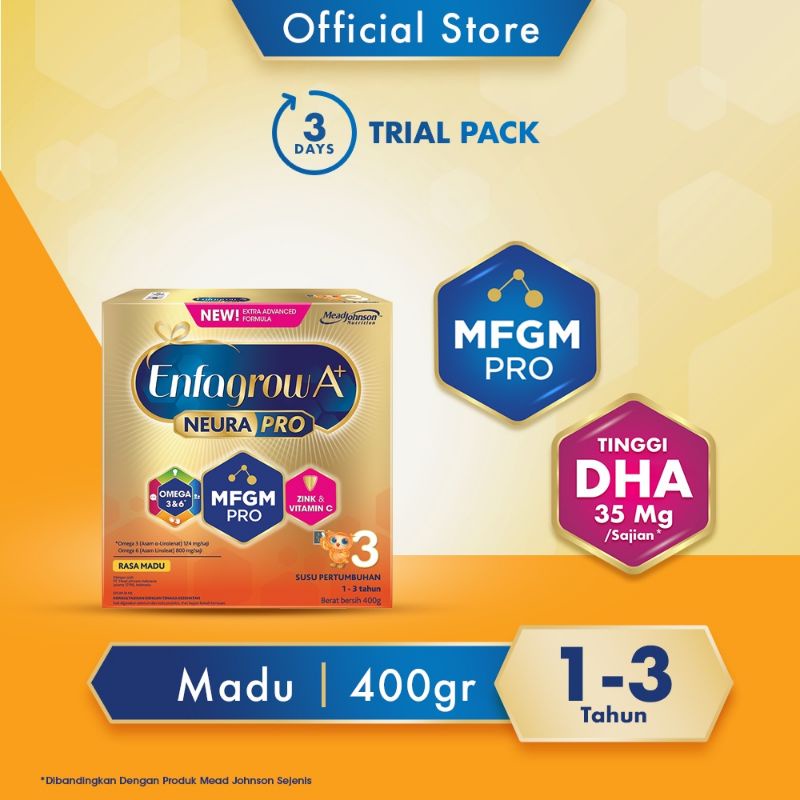 ENFAGROW 3 A+ MADU/VANILA/ORIGINAL 400GR - SUSU FORMULA PERTUMBUHAN BALITA