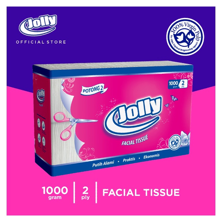 Tissue Jolly 2 Ply Potong 2 1000 gr Tisu Wajah Kiloan Tisue Halus