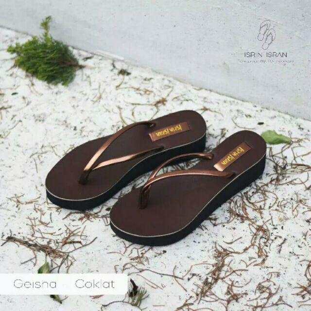 Sandal Wanita (Geshia)  By Isrin Isran Original-Coklat