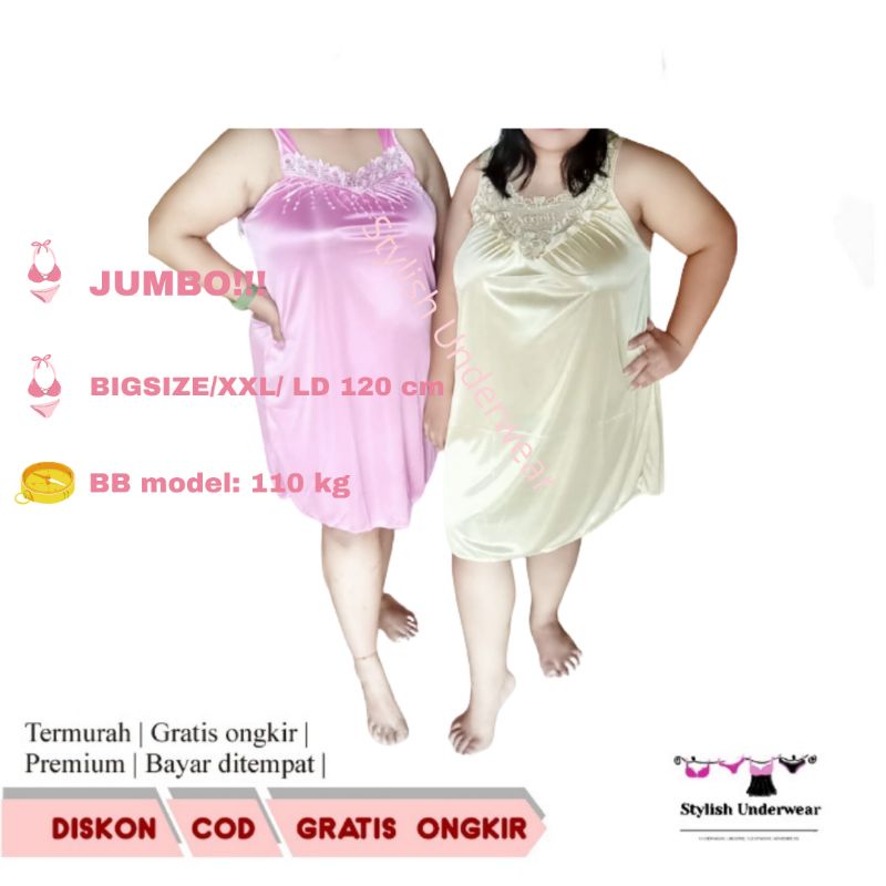 baju tidur wanita satin hot seksi rumbai mawar jumbo UNDR101