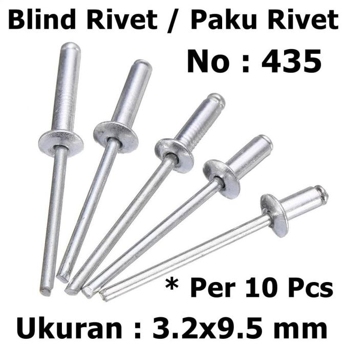 

READY STOK Per 10 Pcs Paku Tembak Blind Rivet Ripet No 435 Ukuran 3.2x9.5 mm