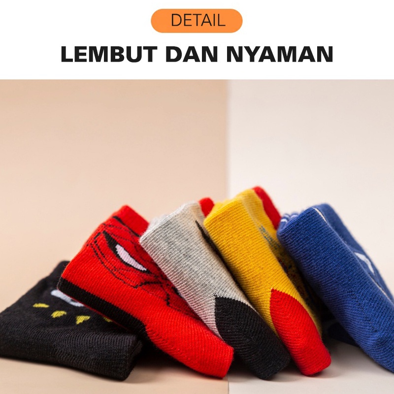 KAOS KAKI ANAK LAKI LAKI KARAKTER AVENGER SUPERHERO SPIDERMAN BAHAN TEBAL ELASTIS KKT