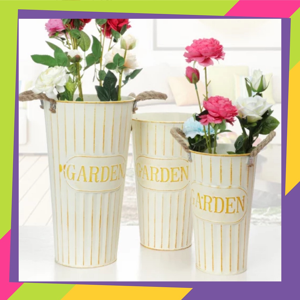 1532D1 / NO.1 S/D NO.4 Vas bunga kaleng hias tanaman Artificial / Pot bunga kaleng shabby chic gaya Nordic