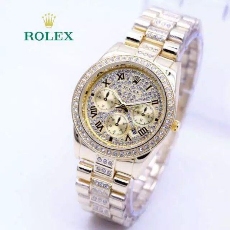 VK Jam Tangan Romawi Wanita R0lex Jam Tangan Chronograph Off Jam Tangan Rantai Stainliss Steel