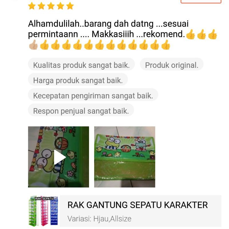 RAK GANTUNG SEPATU KARAKTER