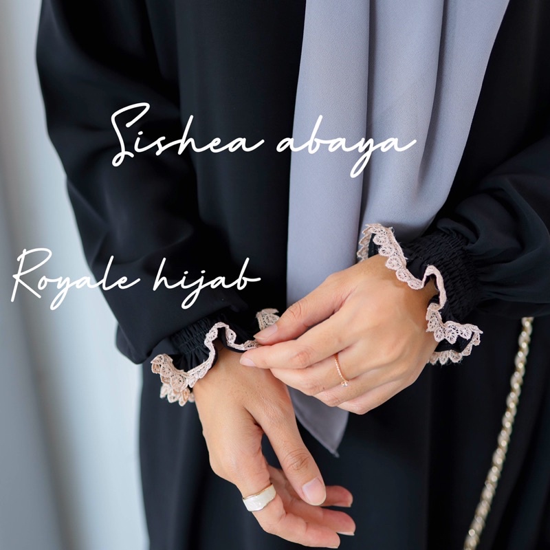 Shisea abaya jetblack mix renda arab