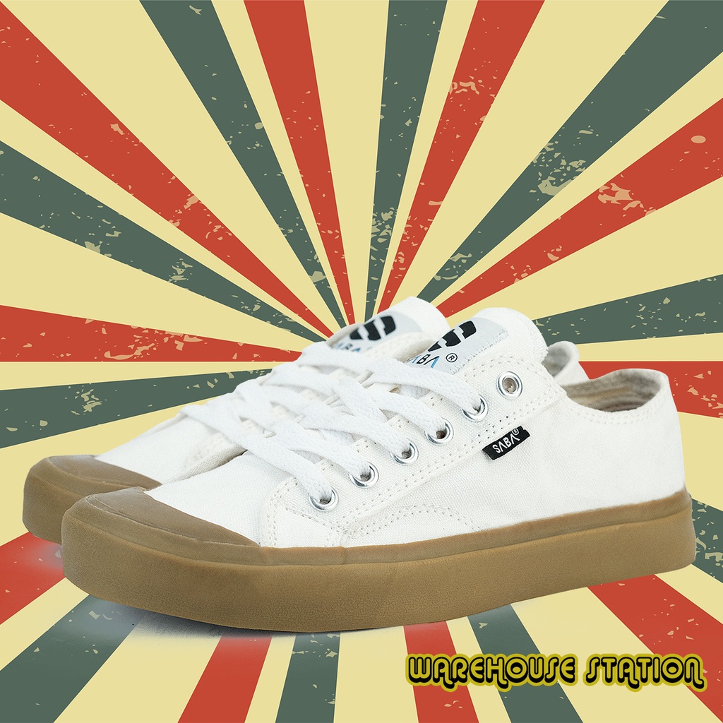 SABA Basic Low Off White Gum - Sepatu Sneakers Casual Pria Wanita