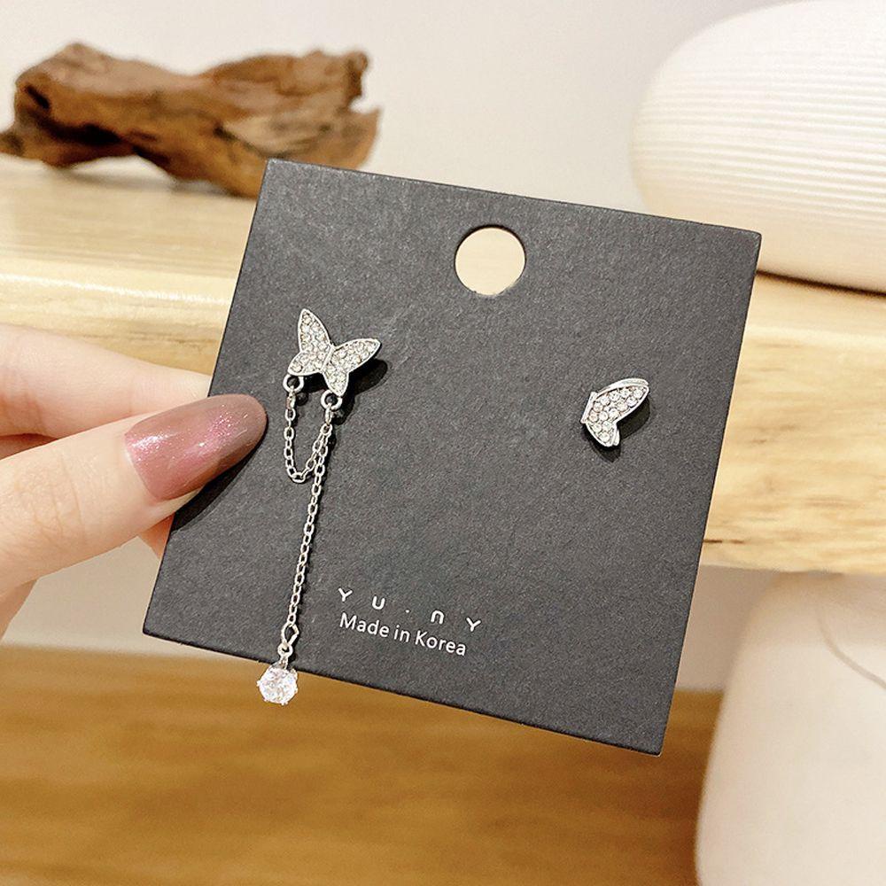 NEEDWAY Wanita Anting Elegan Vintage Kupu-Kupu Temperamen Keren Kristal Perhiasan Fashion