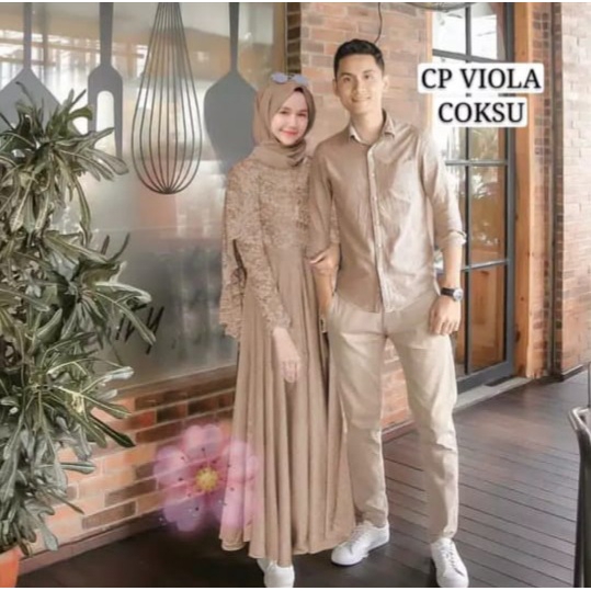 [CP VIOLA SL]Setelan Couple Pria dan wanita mosscrepe Varian warna