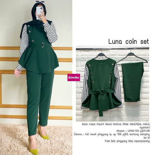 LUNA COIN SET BY ELMIRA READY STOCK BY ELMIRA // SETELAN WANITA KANTOR // SETELAN TERLARIS