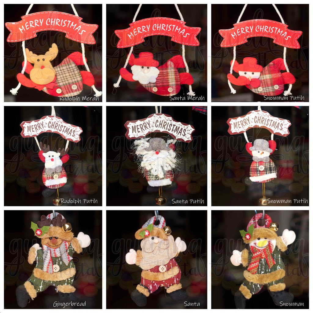 Gantungan Natal Ornamen Pohon Natal Hiasan Dekorasi Christmas Santa Snowman Rudolph Lucu GH 505501