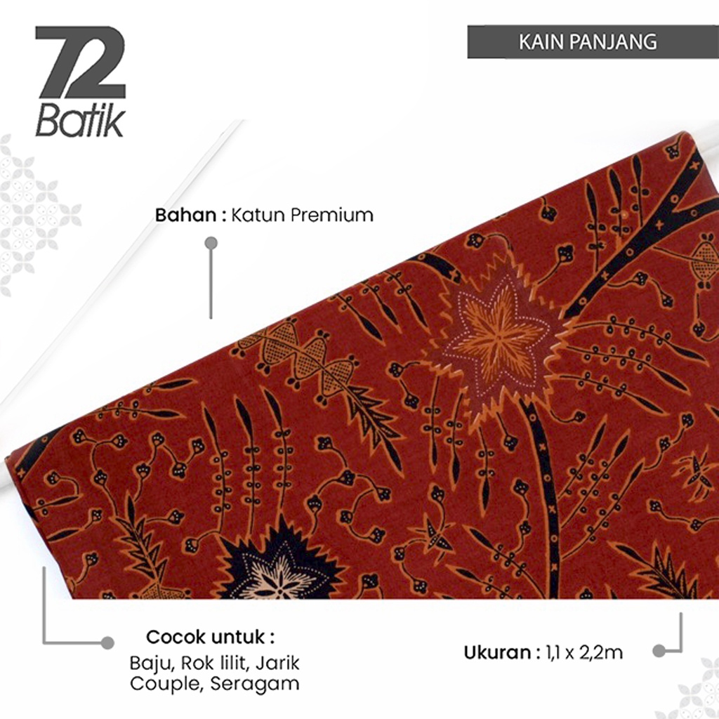 KAIN BATIK PREMIUM Bahan Katun Motif Daun Warna Coklat Choklat Cokelat 726916 CAP 72 - Jarik Jarit Samping Kebat Panjang Batik Katun Modern Premium Bahan Seragam Batik Pernikahan Kantor Keluarga Murah Kamen Jadi Batik Bali Lembaran