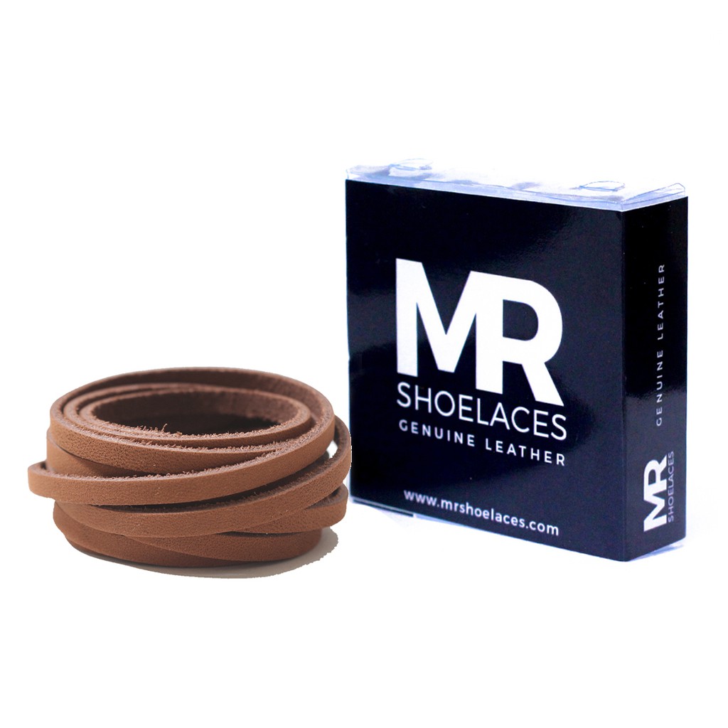 MR Shoelaces LR03 Brown (Coklat) - Tali Sepatu Kulit 60cm 80cm - Premium Leather Shoelace