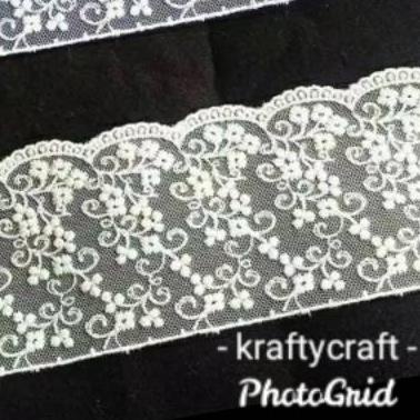 ✶ Renda tile bunga bordir rajut brokat katun baju mukena kebaya meteran harga 1 ROLL ✺