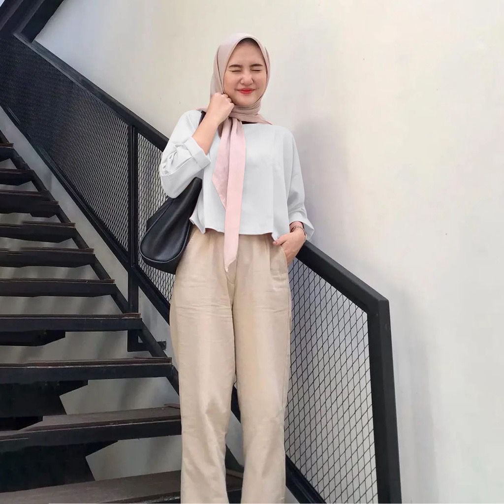 (AMD) BLOUSE BRILIAN KEMEJA CROP OVERSIZE AIRFLOW ATASAN WANITA