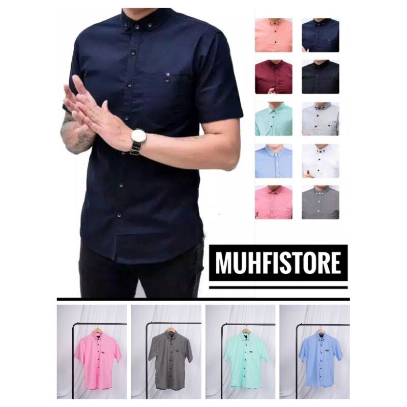 HOT PRODUK) KEMEJA PRIA POLOS LENGAN PENDEK | HEM POLOS