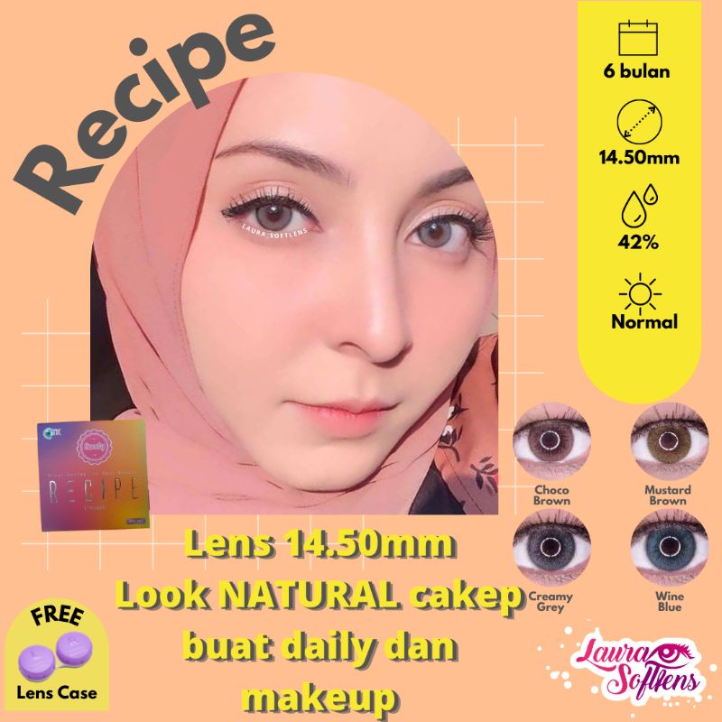 Softlens RECIPE - grey brown blue choco - FREE lenscase