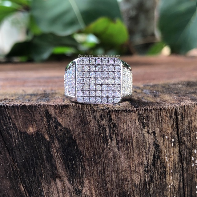 Cincin perak pria full berlian