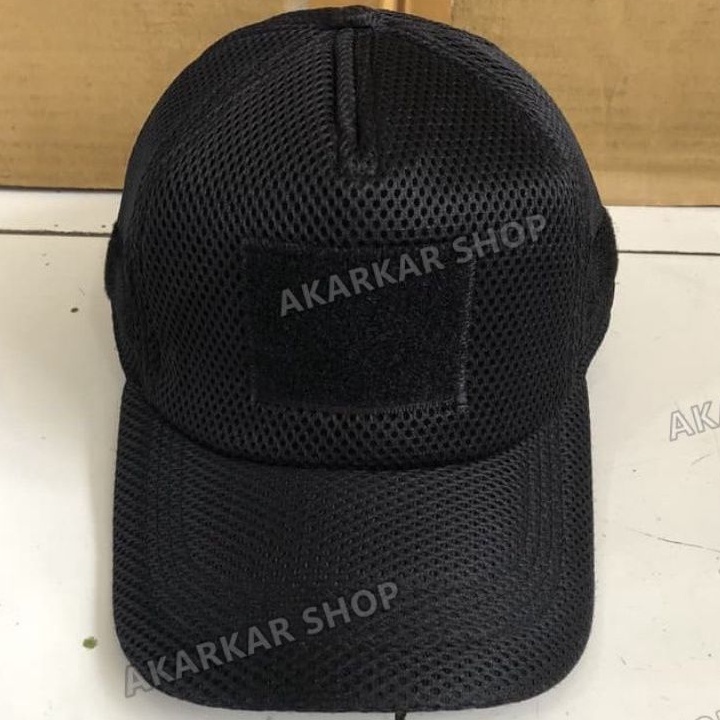 Topi Perekat Hitam Topi Velcro Tactical Army