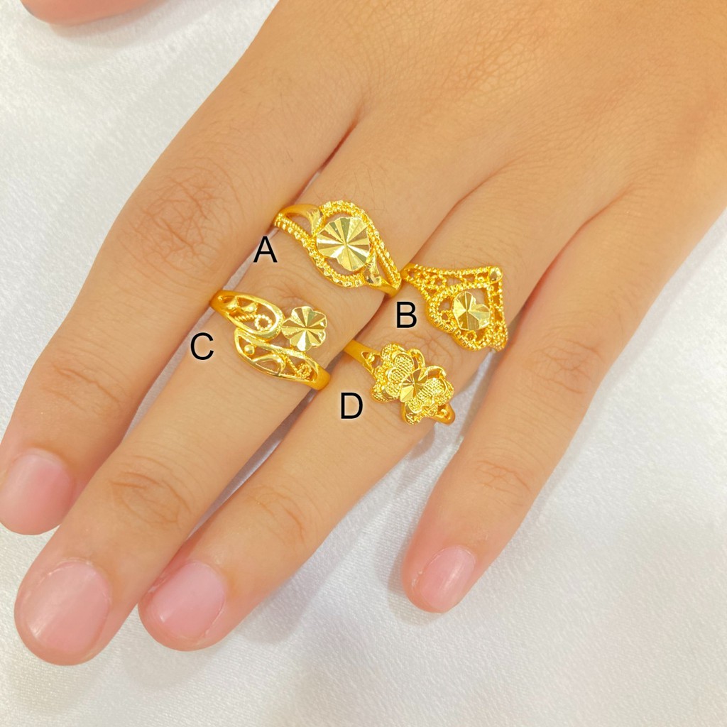 Cincin Warna 24 Karat Aksesoris Lapis Emas Fashion Wanita C26