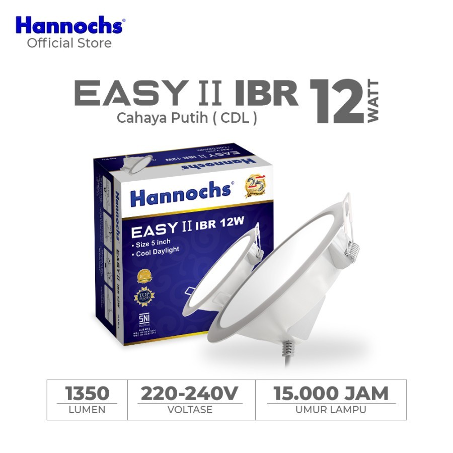 Lampu Downlight LED Hannochs EASY 12 Watt putih