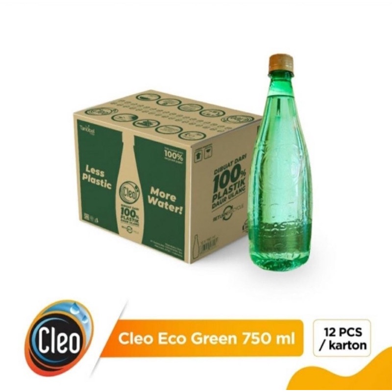 

cleo eco green mineral water 750ml x 12botol (karton)