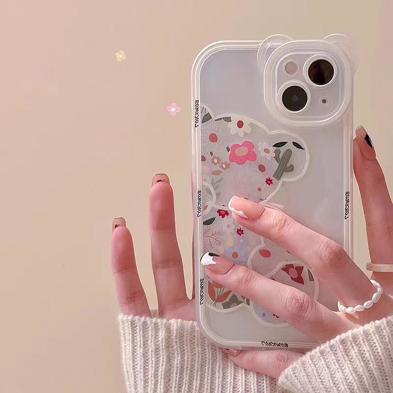 Soft Case Silikon Transparan Motif Beruang Untuk IPhone 12 13 11 Pro Max X Xs Max Xr 7 8 Plus Tmhx