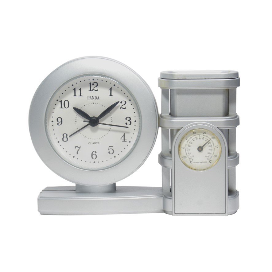 Jam Weker Meja Alarm Clock Silver 15cm Free Baterai