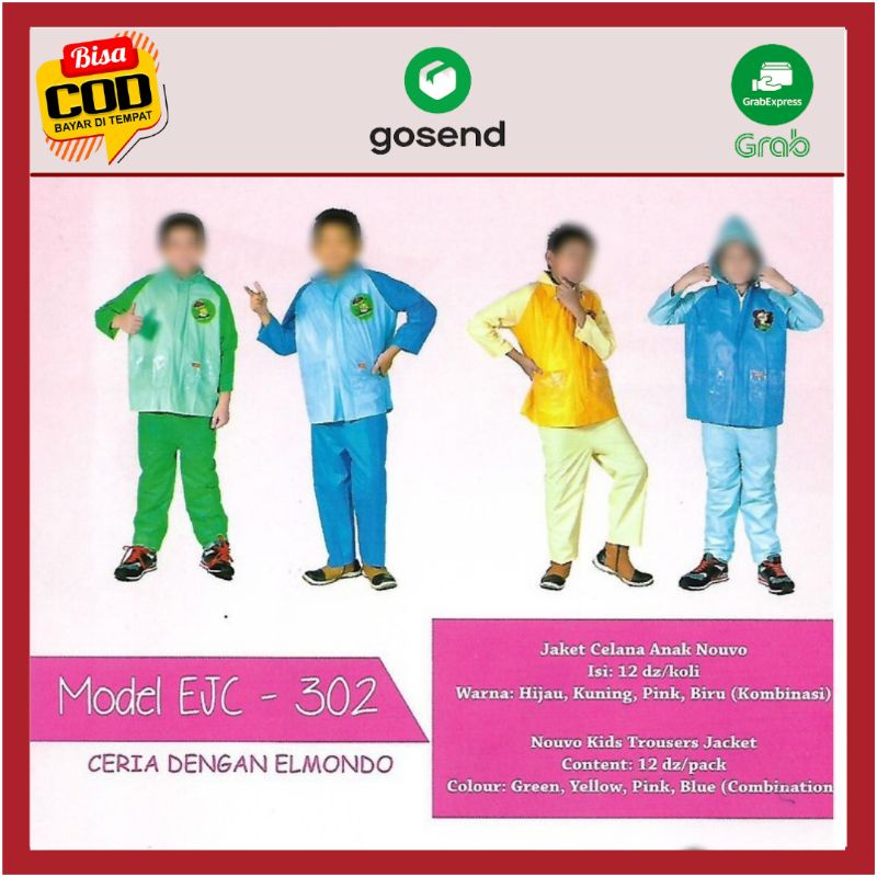 Mantel jas hujan anak setelan jaket celana 4-8 tahun Elmondo Nouvo 302 football 303