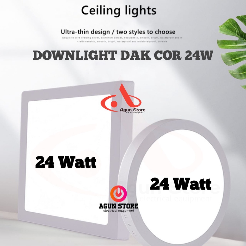 Lampu Downlight Round Outbow Led Plafon Dak Cor 24 Watt Bulat Kotak Ob Awet Terang