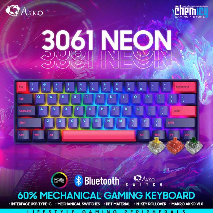 Akko 3061 Neon 60% RGB Wireless Mechanical Gaming Keyboard - Kuning