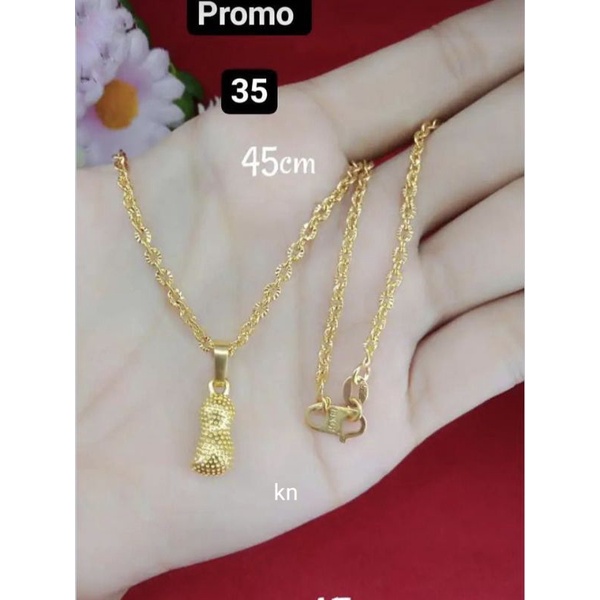 kalung kacang berlapis emas