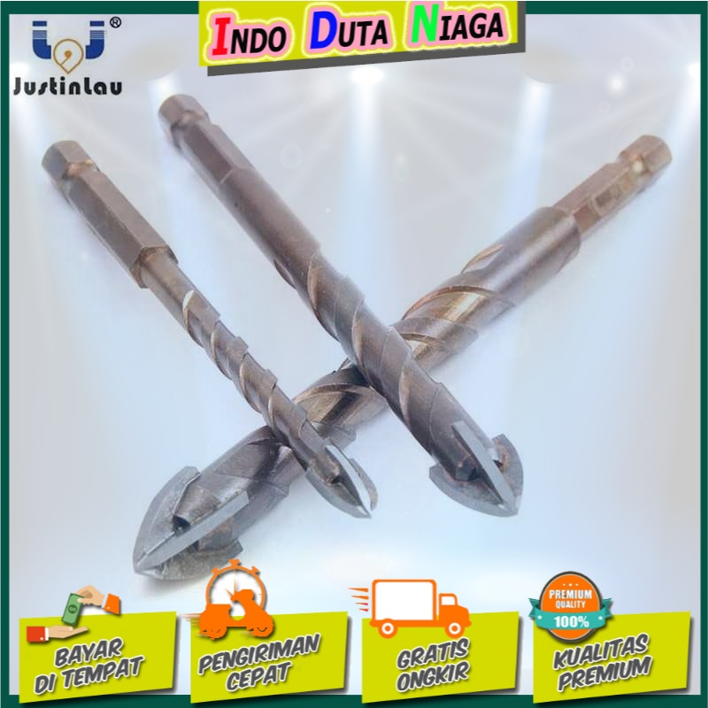 JUSTINLAU Mata Bor Tungsten Carbide Cross Hex Tile Drill Bit - FM3