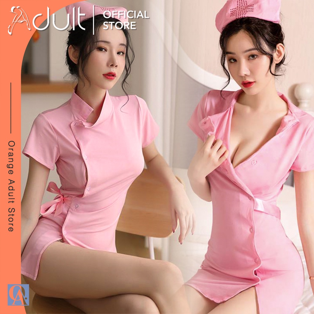 ORANGE ADULT Lingerie Seksi Pink Cosplay Nurse Baju Tidur Dewasa Lingerie Sexy Perawat 1129