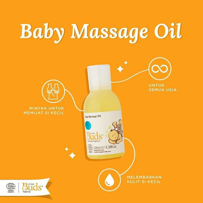 Buds baby massage oil 100ml/Oil untuk pijat Bayi