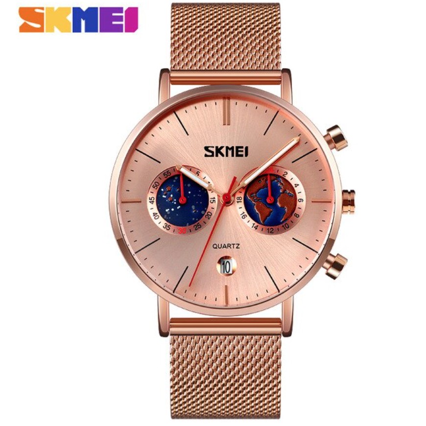 Jam Tangan SKMEI 9231 Curved Glass Quartz Watch Men 24 Hour Minute Date Dial Mens Wristwatches