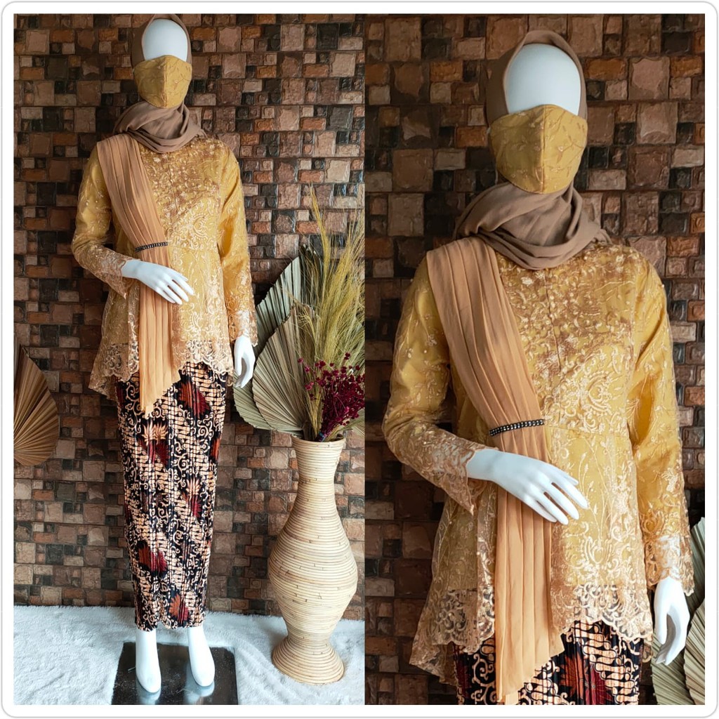 SET KEBAYA PUTRI SELENDANG+MASKER