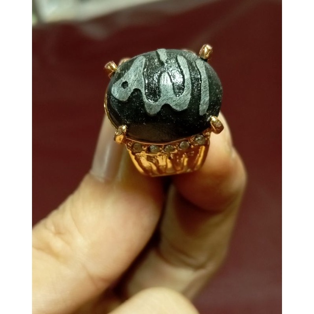 BATU AKIK CINCIN METEOR HITAM LAPAS ALLAH SIAP PAKAI