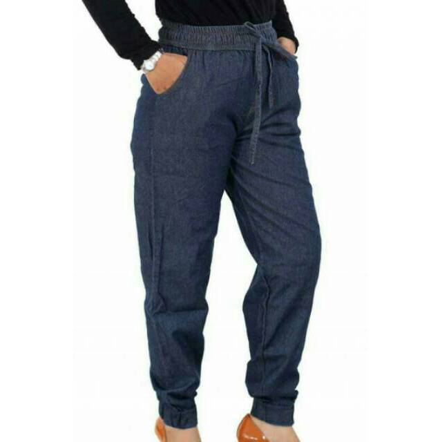 Jogger Jeans Wanita Jumbo, Jeans Jogger pants