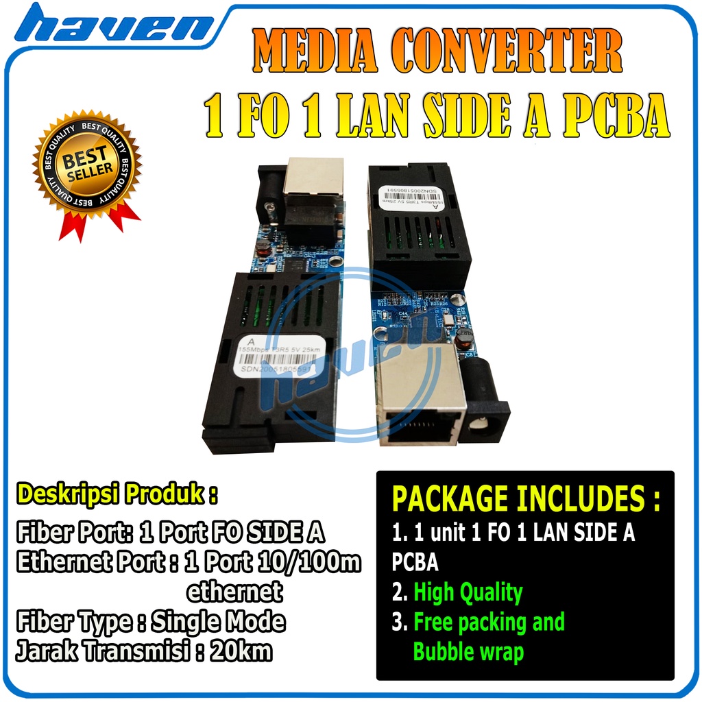 Media Converter 1 Port FO 1 Port LAN Mini HTB PCBA 10/100 / 1 FO 1 LAN