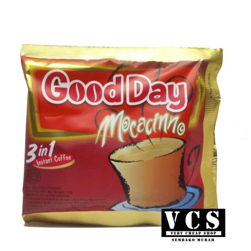 

Kopi Good Day 3 in 1 Mocacinno 1 Renceng per 10 sachet 20gram ORIGINAL