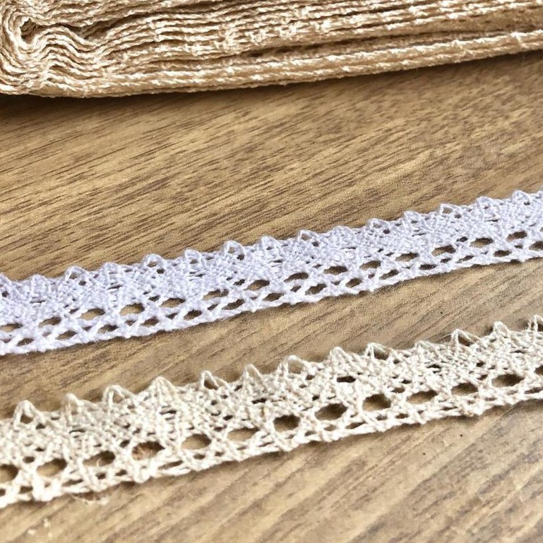 Renda Kait / renda Rajut / renda katun lebar 2 cm tipe 02 per 10 yard / craft kerajinan tangan