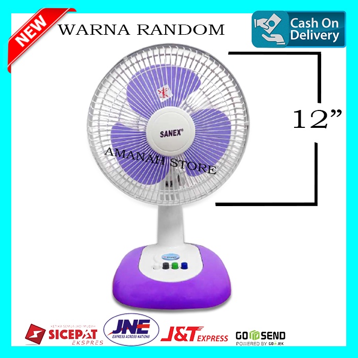 SANEX Kipas Angin Duduk /Desk Fan Ukuran 12 inch - BISA SWING KANAN KIRI