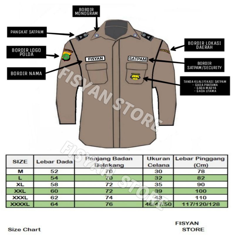 Seragam PDL SUS Satpam | Seragam PDL SUS Security Coklat Terbaru