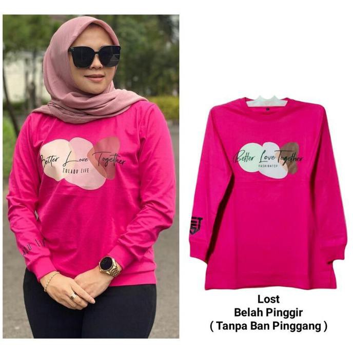 Kaos Wanita Lengan Panjang ZOLAQU Pink Fanta M/L/XL/XXL - M
