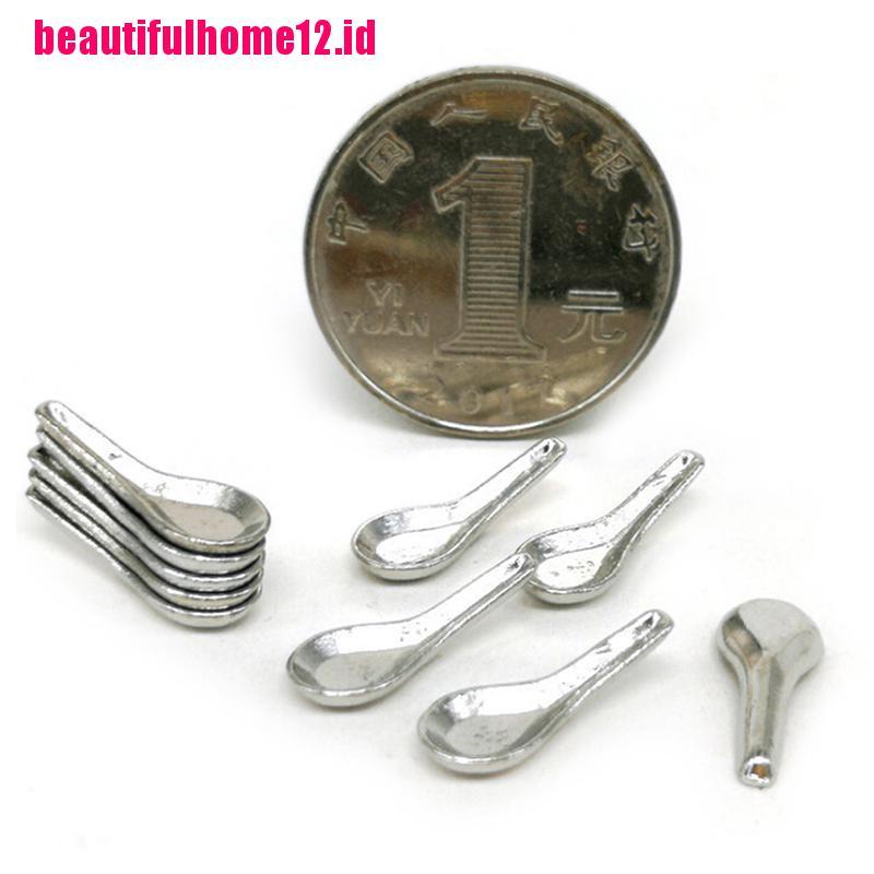 【beautifulhome12.id】10Pcs 1:12 Dollhouse Miniature Soup Spoon Pretend Play Dollhouse Accessories