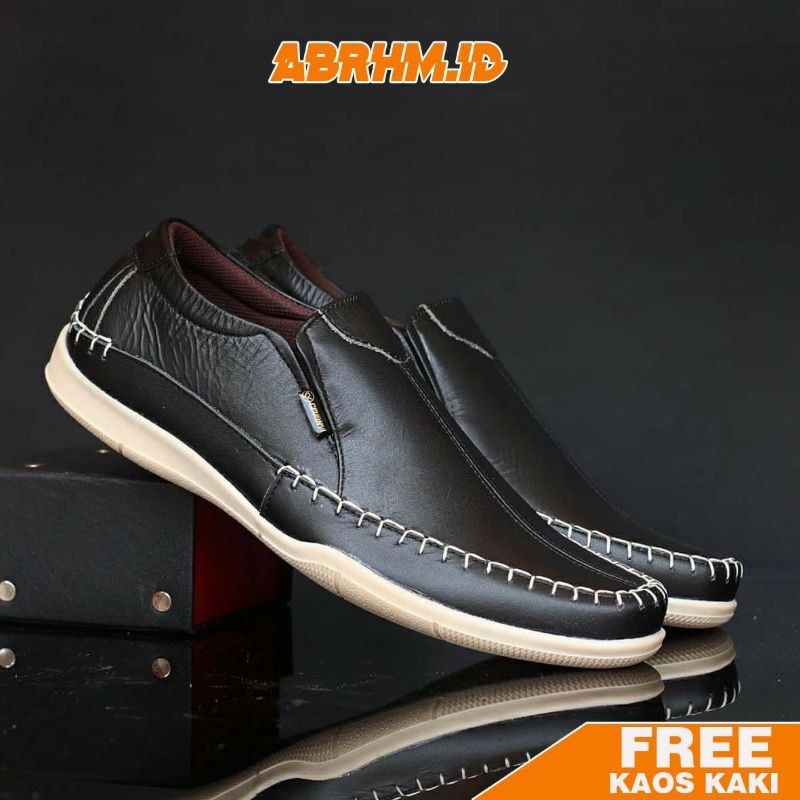 ABRHM X DIVOC Sepatu Formal Pria Sepatu Casual Kulit Asli Sepatu Pria Casual Slop Anti Slip Sepatu Kasual Oxford Kerja Kantor Kuliah Kondangan Gaya Keren Kekinian Original Murah Terlaris