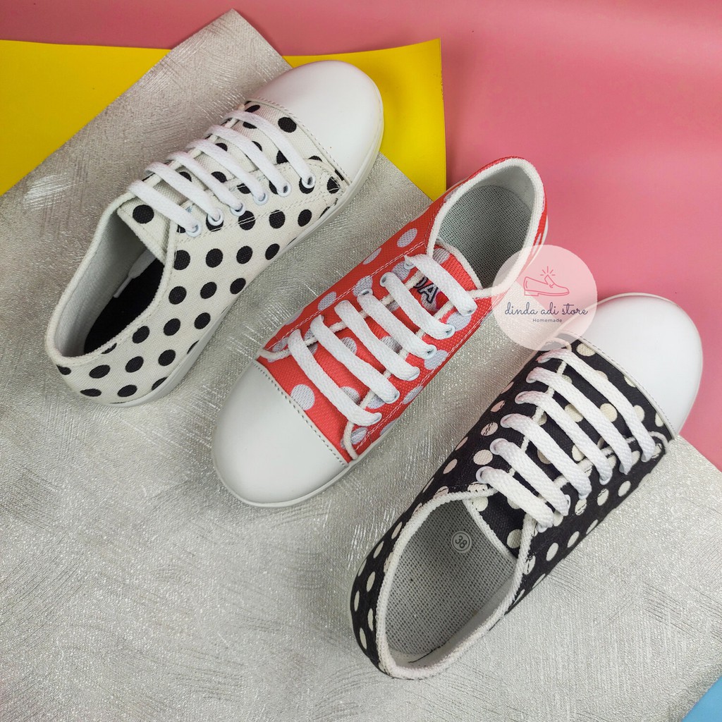 DINDA SEPATU WANITA SNEAKERS KOBO FANY MURAH UKURAN 36-40 PINK PUTIH DAN HITAM